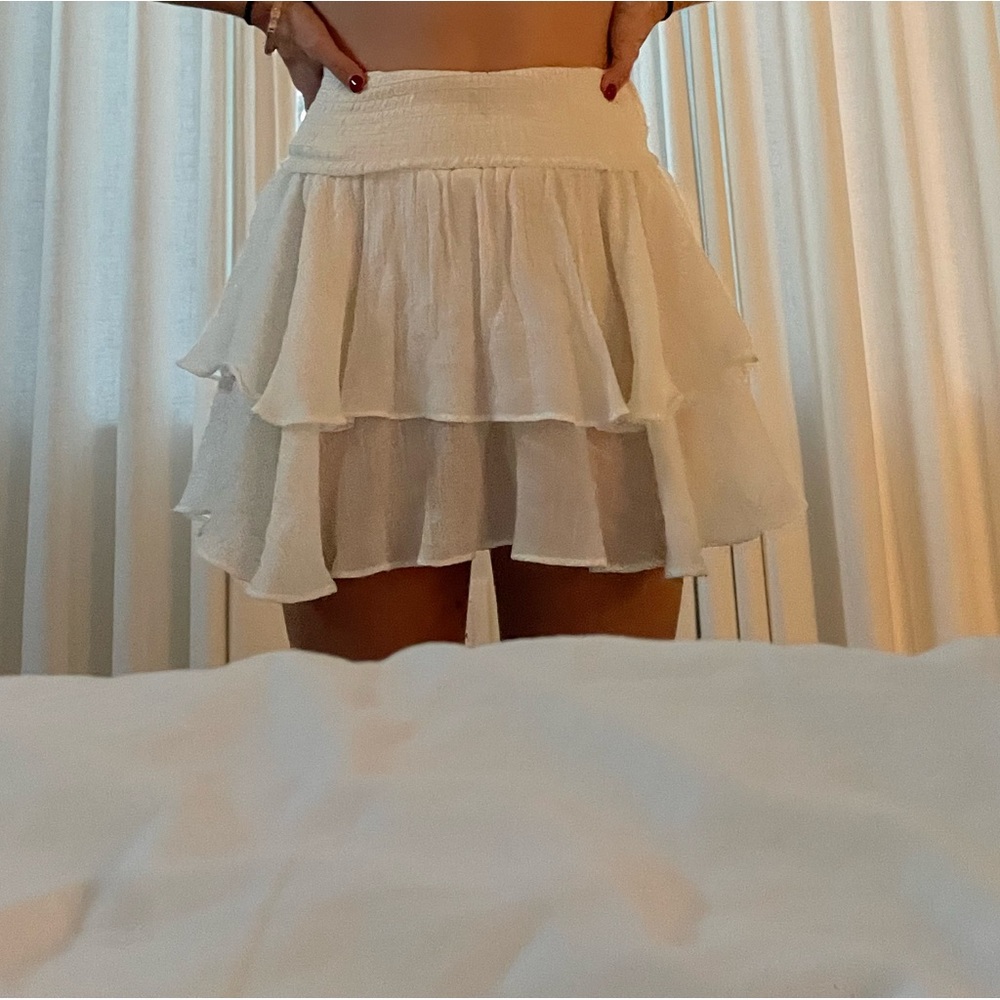 White frilly layered summer skirt